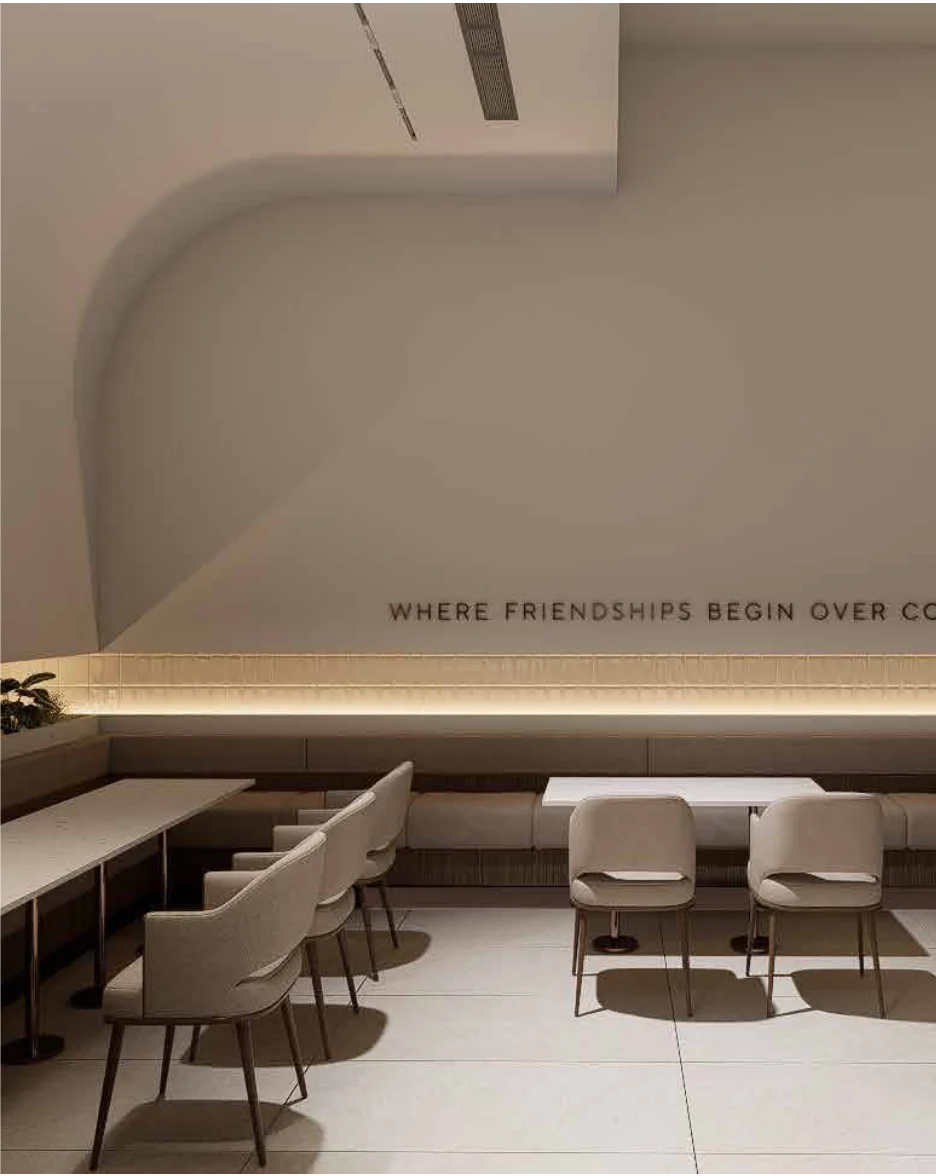 Seating nook with wall lettering