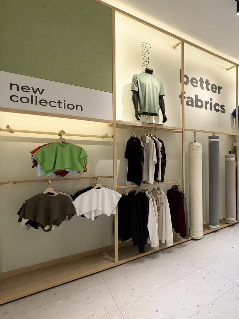 New collection wall in the built Meliora store