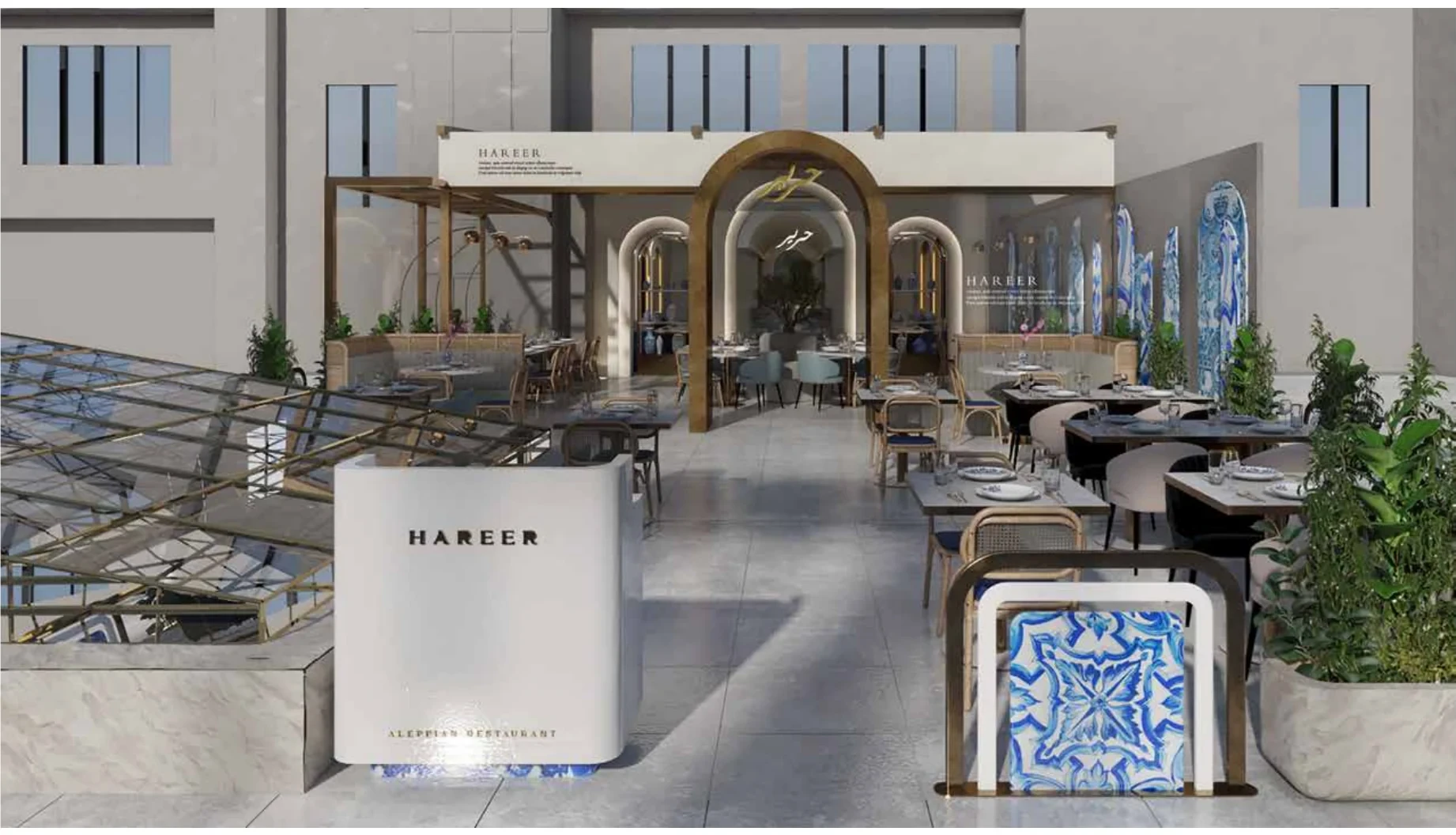 3D study of the Hareer entrance and bar