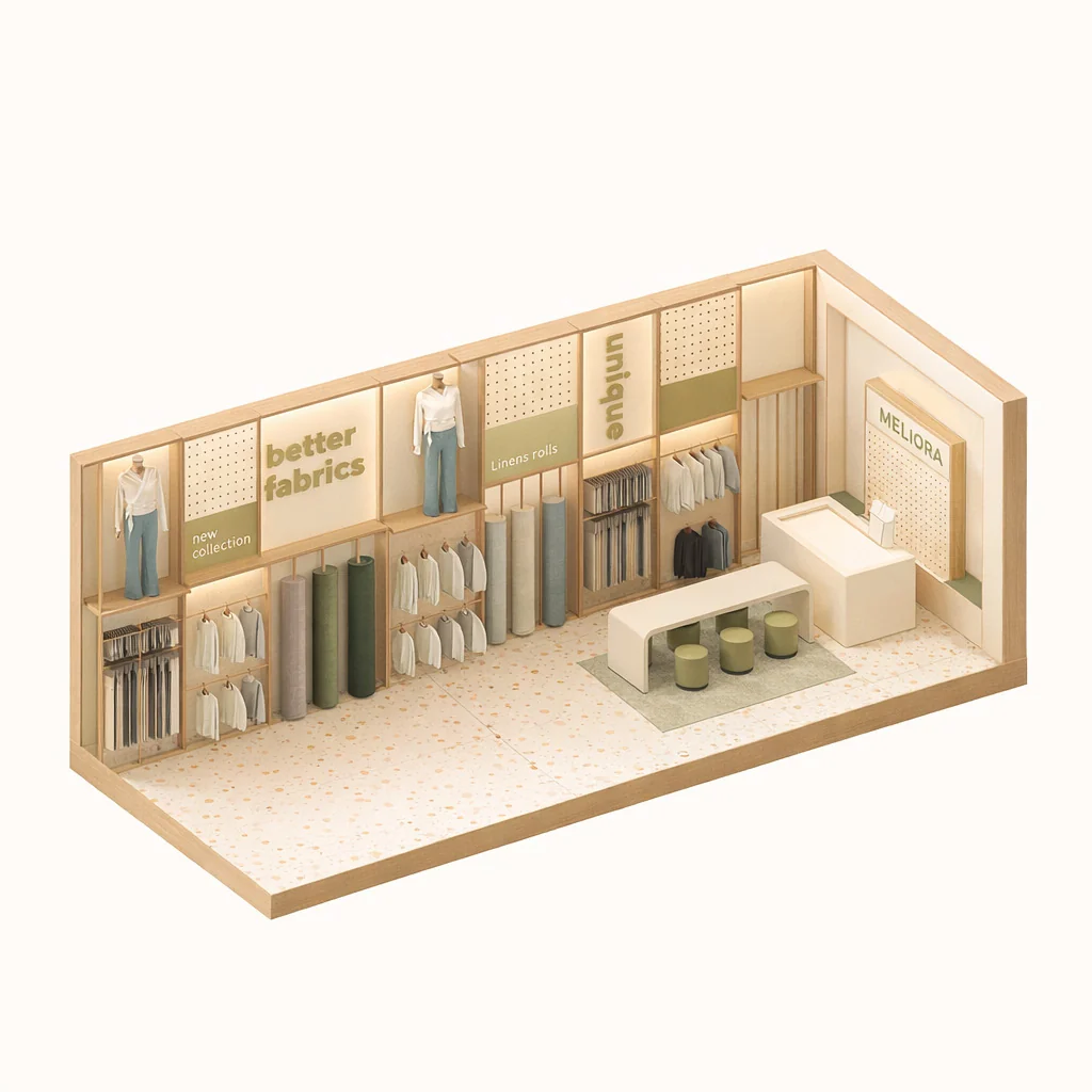 Isometric view of the Meliora store layout