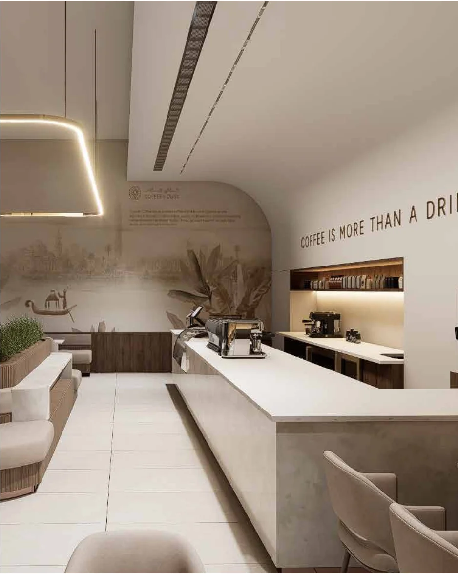 View across the coffee house towards the counter