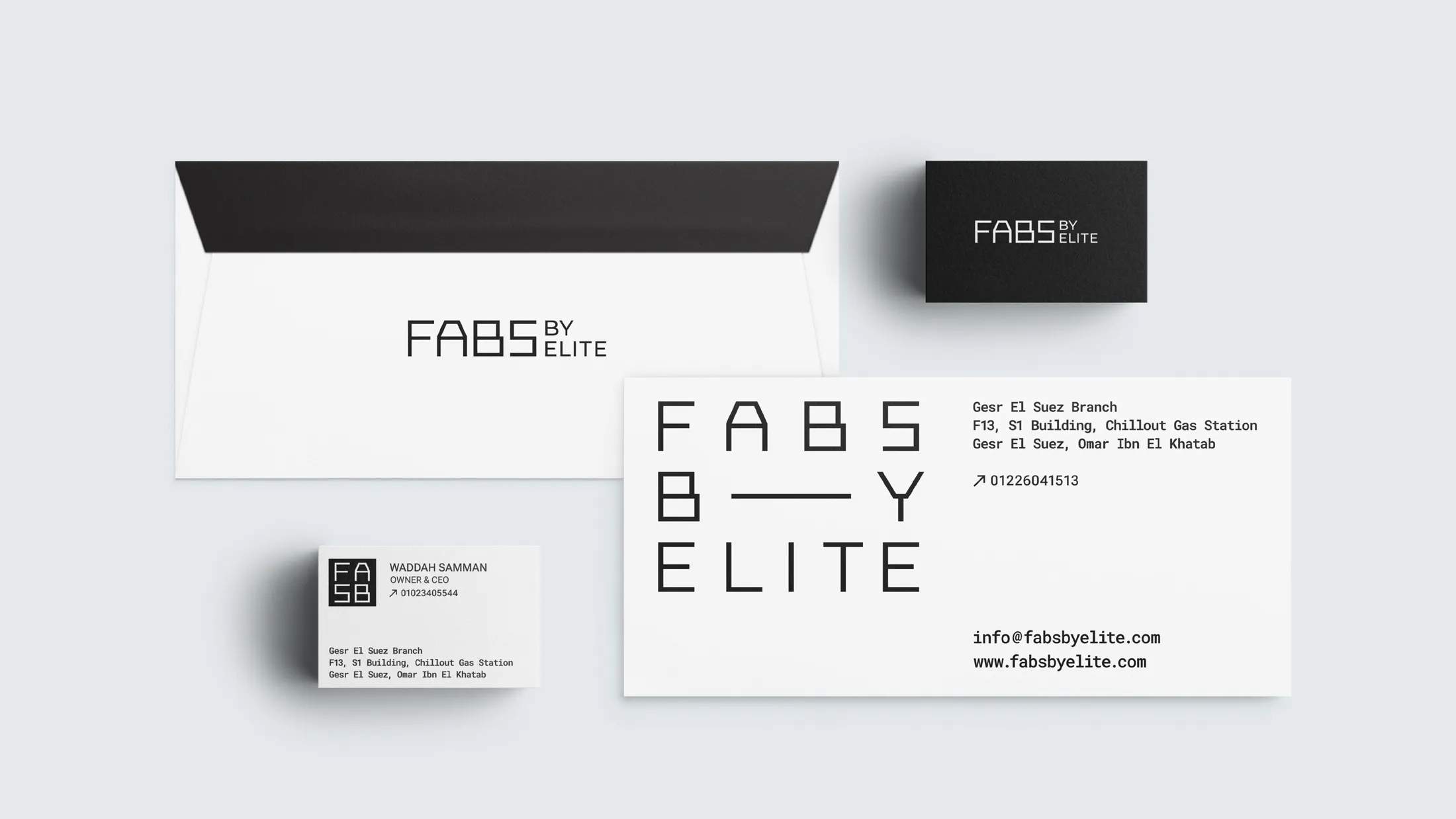 Fabs by Elite business cards and stationery