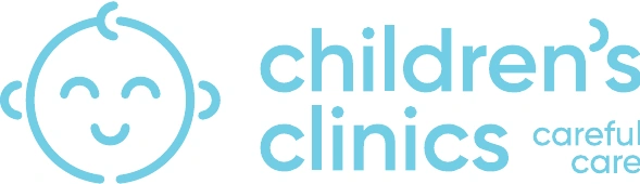 Children’s Clinics logo — smiling baby icon with careful care wordmark