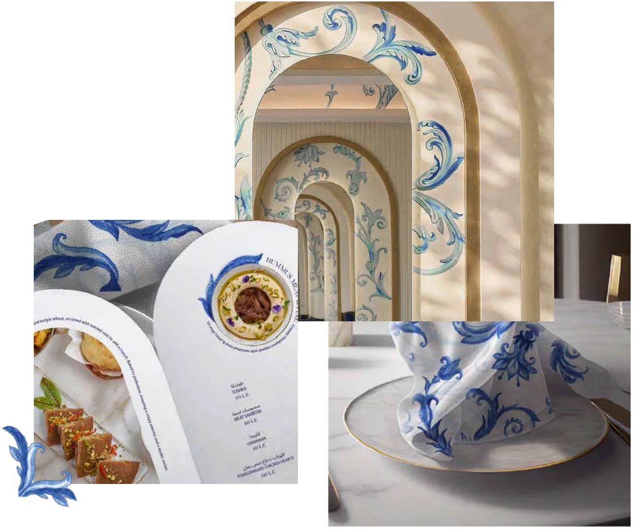 Hareer identity applied to menus, tableware and print